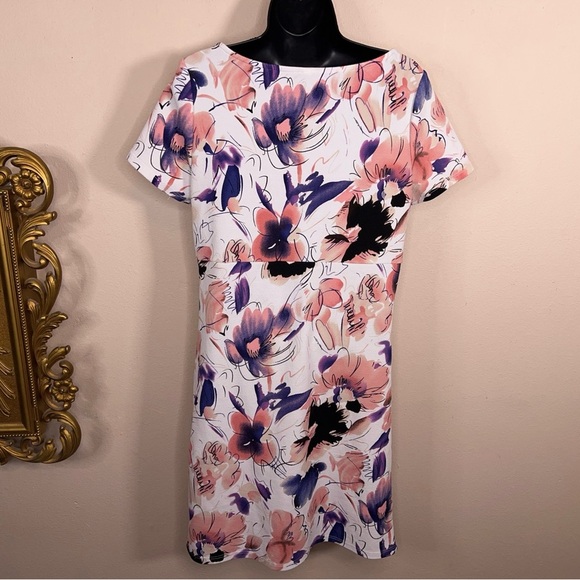 Maternity XL Pink Blush Brad Dress Short Sleeve Stretch Colorful Floral - Picture 4 of 12